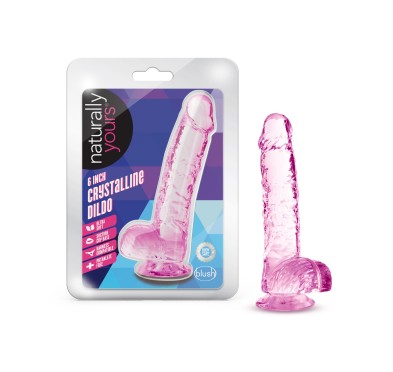 NATURALLY YOURS  6" CRYSTALLINE DILDO  ROSE